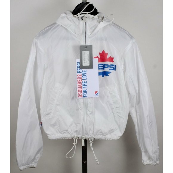 New Dsquared2 sz 38 / Small PEPSI jacket white hooded bomber - Picture 1 of 12
